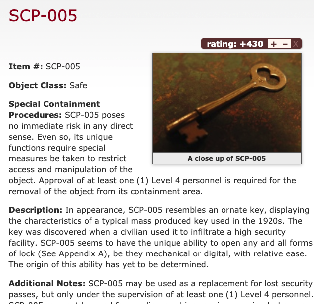 An example of a regular SCP article for our web crawler